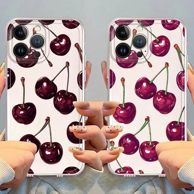 Soft Phone Cover Case for iPhone 17 Pro Max 14 Plus XS Max 7 8 12 Mini XR 15 11 16 13 Pro Air Fruit Cherry