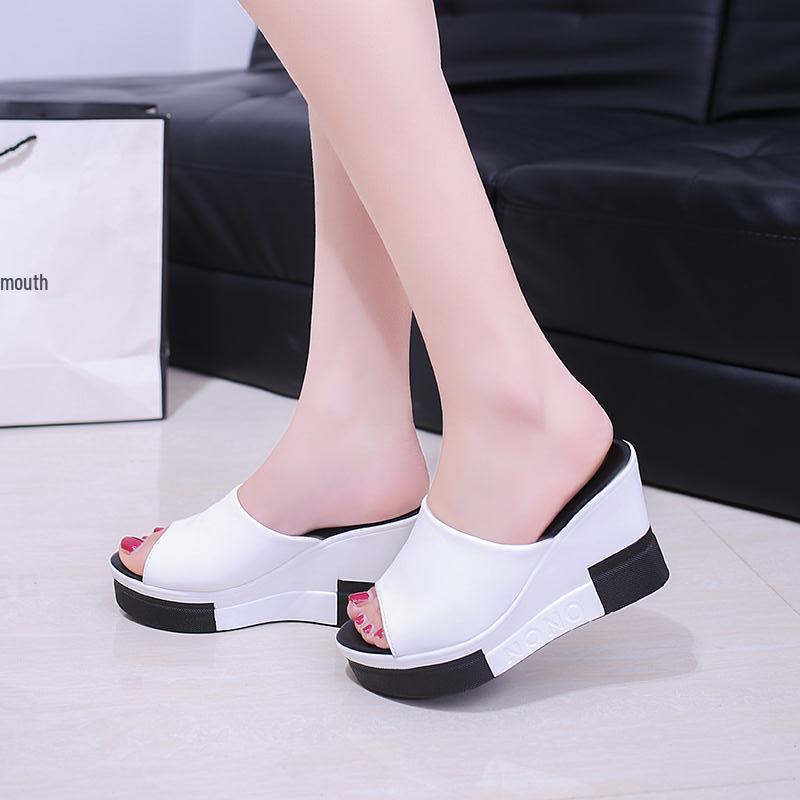 Women's 2026 Outdoor Waterproof Wedge Flip-Flops - High-Heeled, Non-Slip, Thick-Soled, Single-Strap Sandals