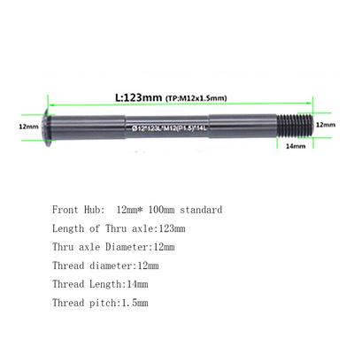 Front Through Axle 100 * 12mm-123mm M12 Black for Mountain Bike Road Bike