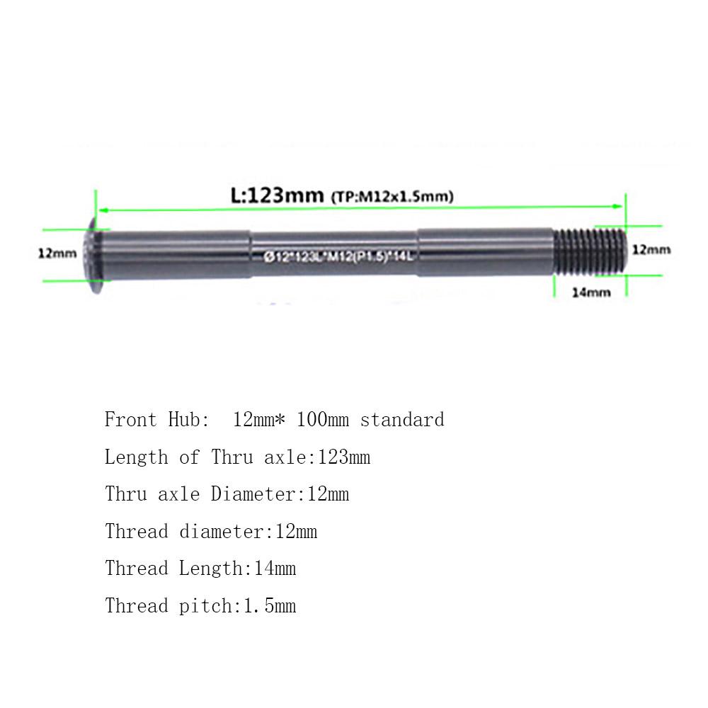 Front Thru Axle 100* 12mm-123mm M12 Black For Mountain Bike Road Bike