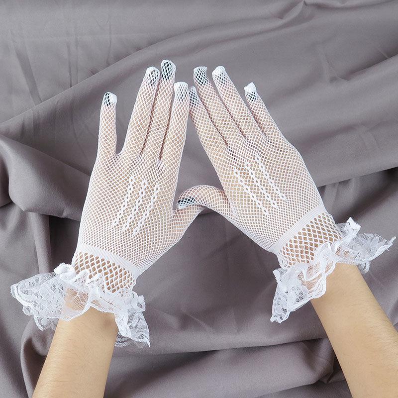 Women's Sexy Fishnet Lace Bridal Gloves for Performance and Etiquette