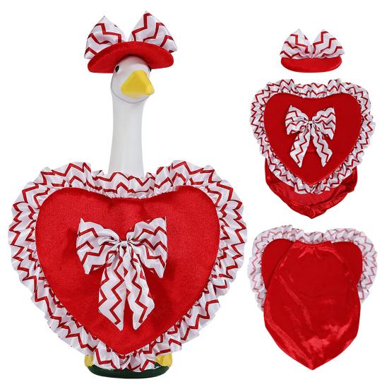 1 Set Valentine's Day Porch Goose Outfit 23 Inch Goose Costume Heart Themed Apparel Set Hat And Ruffle Heart Garment for Yard Porch Lawn Outdoor