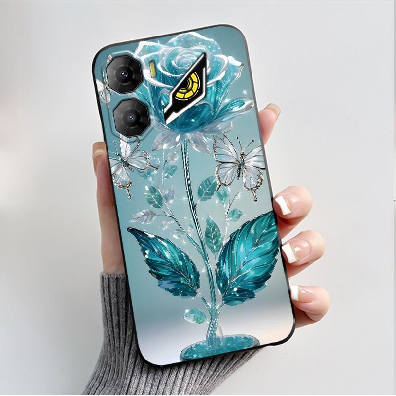 Custodia per Stampa per ZTE Nubia Neo 3 5G Fundas Capa Guscio Nero in Silicone Morbido Copertura ZTE Nubia Neo 3 GT Carina Custodia con Fiore e Cartone Animato