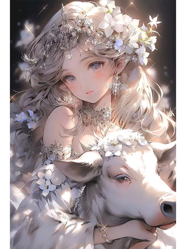 Diamond Painting Embroidery of the Zodiac and Anime Fairy Portrait Set 5DDIY Colorful Dragon, Rabbit, and Pig Home Decoration