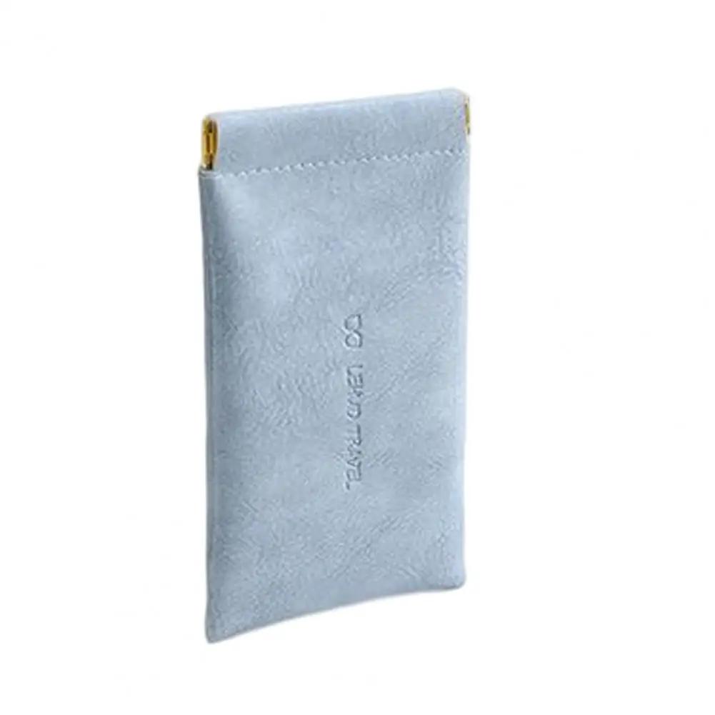 Automatic Closing Glasses Bag, Portable Solid Color Simple Sunglasses Leather Handbag, Unisex Glasses Case, Elastic Pocket