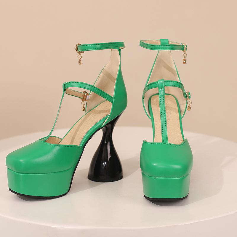 Sandales à talons hauts pour femmes, plateforme imperméable sexy, sandales à bout surdimensionné à talons épais