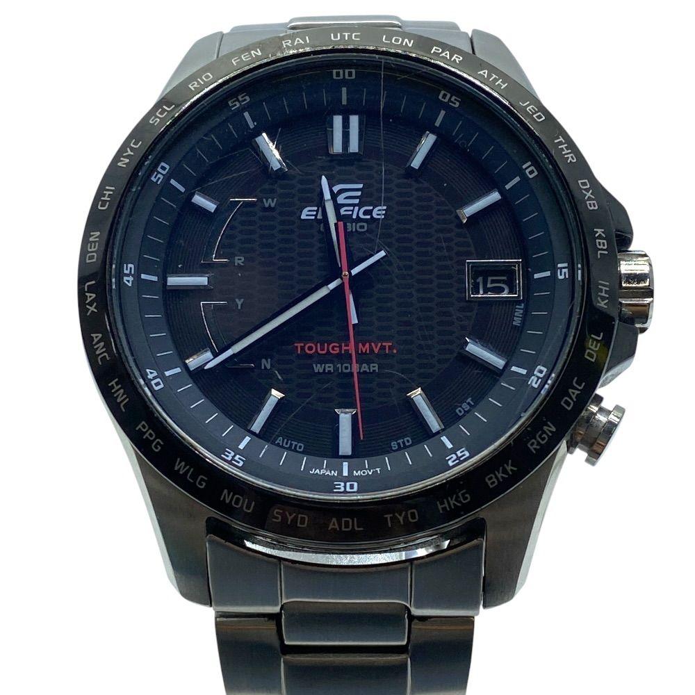 Used Working item CASIO Casio Edifice Watch Radio Watch Tough Solar Radio Solar Analog Stainless Steel Silver Black EQW-A100 Refined Luxury Sporty