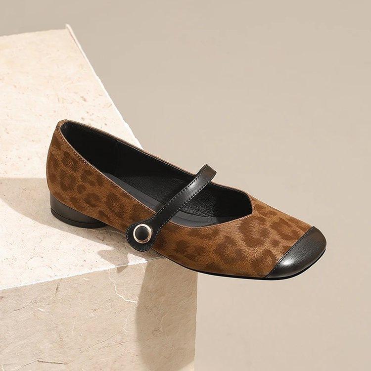 Autumn square head Mary Jane shoes new suede word with French skirt temperament single shoes