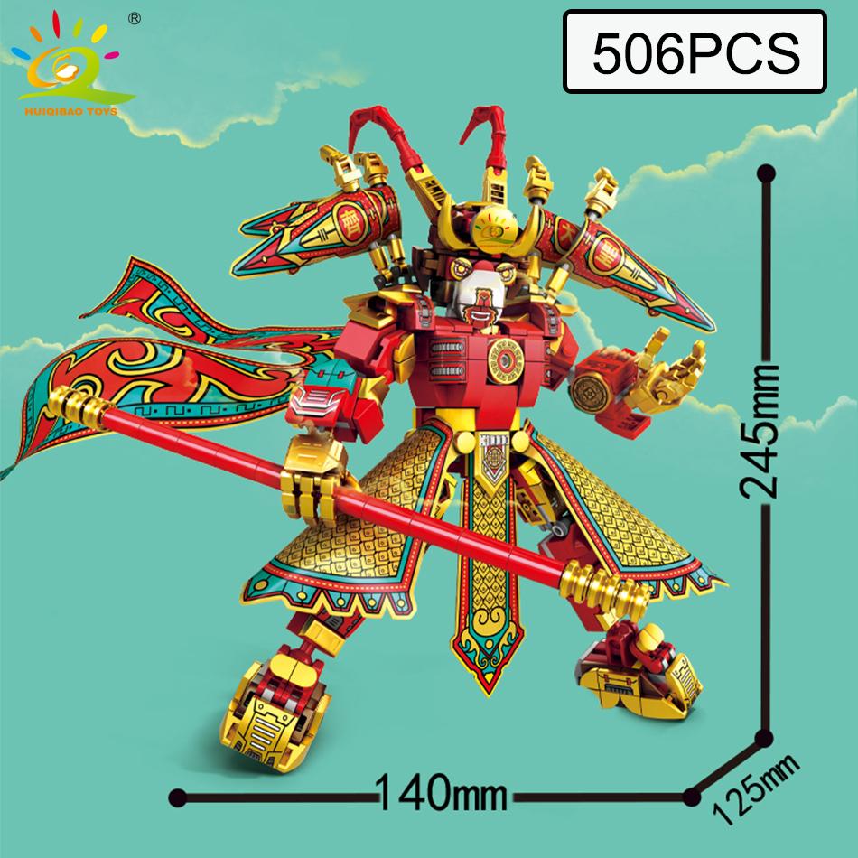 HUIQIBAO Moc Monkey King Series Wukong Mecha Building Blocks Bricks Assembling Construction Toys for Children and Boys Gifts