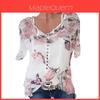 Elegant Women Button Blouse With Floral Design And Comfortable Chiffon Fabric