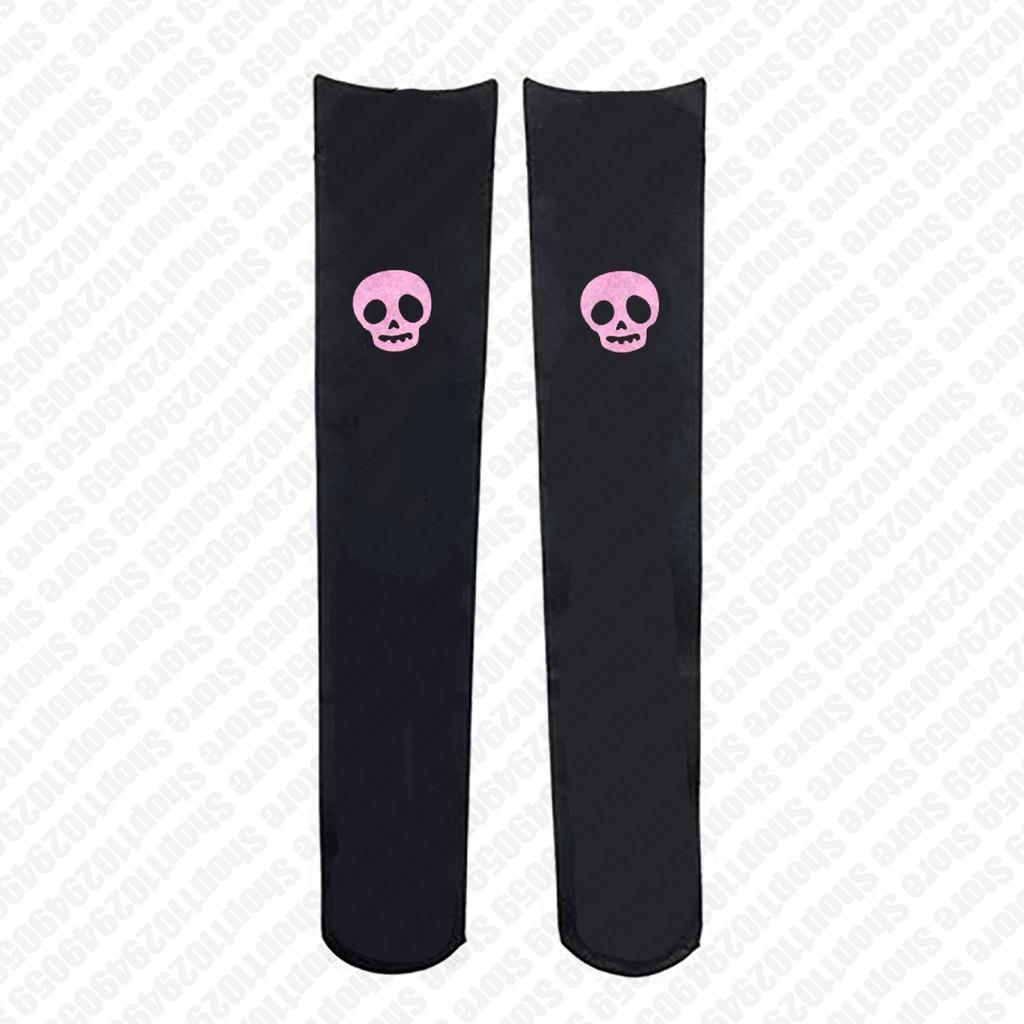 Kawaii White Graffiti Letter Print Long Socks Harajuku Over Knee Thigh High Stockings Y2K Cosplay Cute Socks 2000S Tops Emo Girl