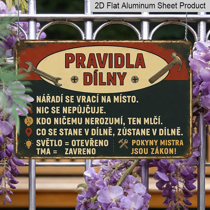 2D Flat 1pc Vintage Czech Slogan Metal Wall Art - Funny Construction Worker Quotes, Retro Garage Decor with Wrench Graphic - Heavy-Duty Aluminium