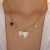 Heart Shape Necklace With Floral Pendant For Women Fashion Jewelry