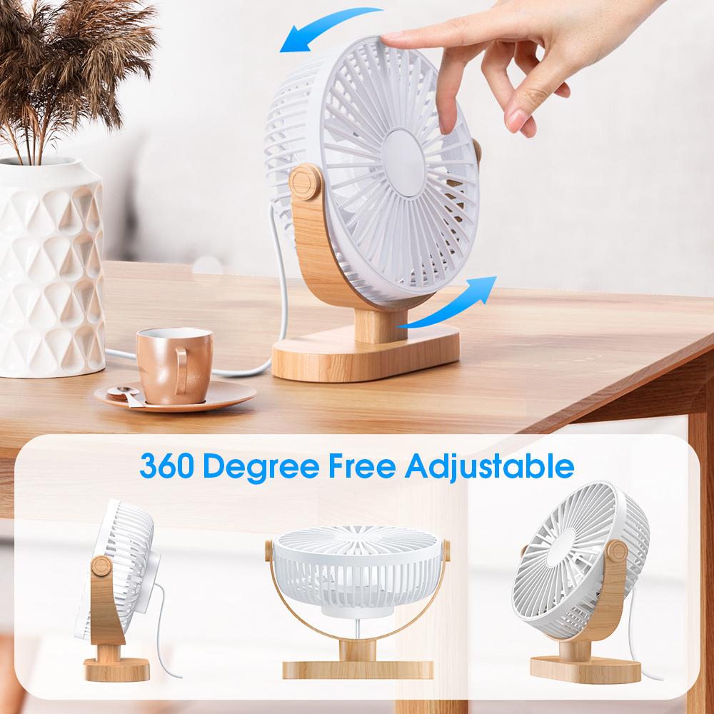 6.5 Inch USB Small Desk Fan 3 Speeds Quiet Portable Desktop Table Fan 360° Adjustment Mini Fan for Home Office Car Outdoor