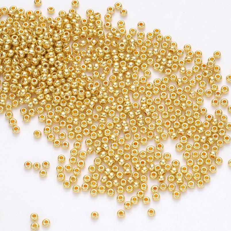 Premium 2.0mm Gold and Silver Glass Round Beads for DIY Jewelry Making