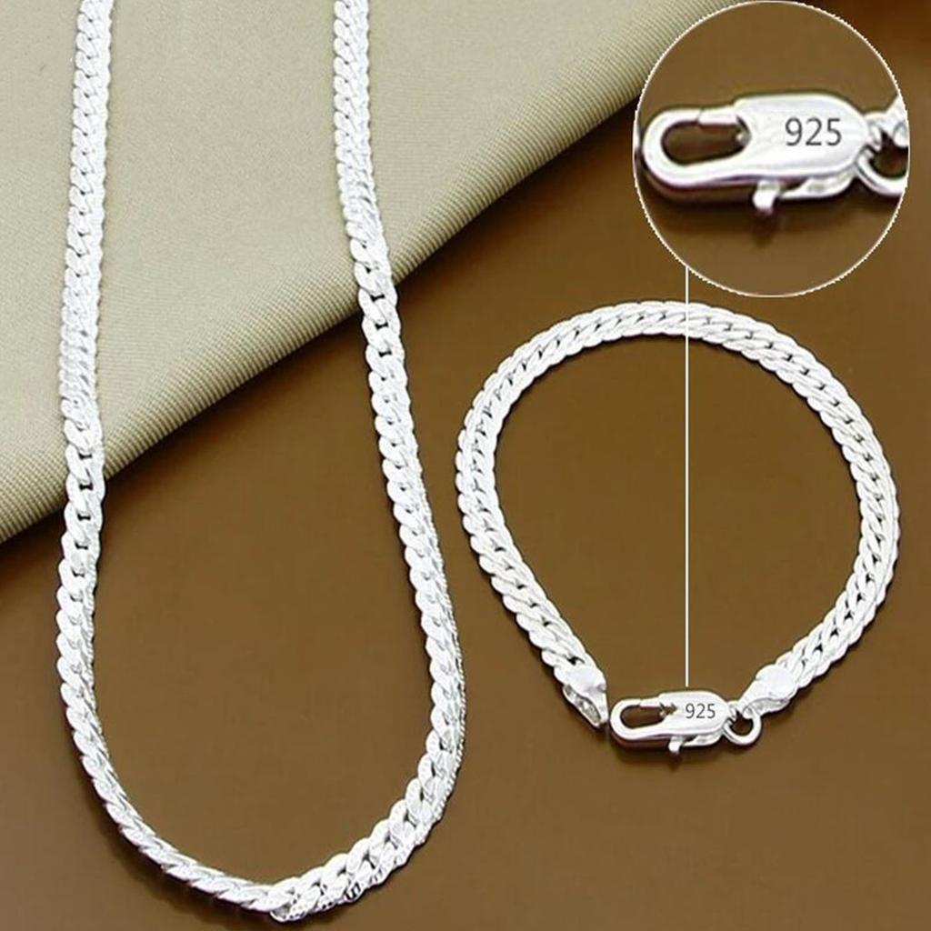 Copper 8/16/18/20/22/24 Inch 6mm Side Chain Necklace Bracelet For Woman Men Fashion Charm Wedding Jewelry