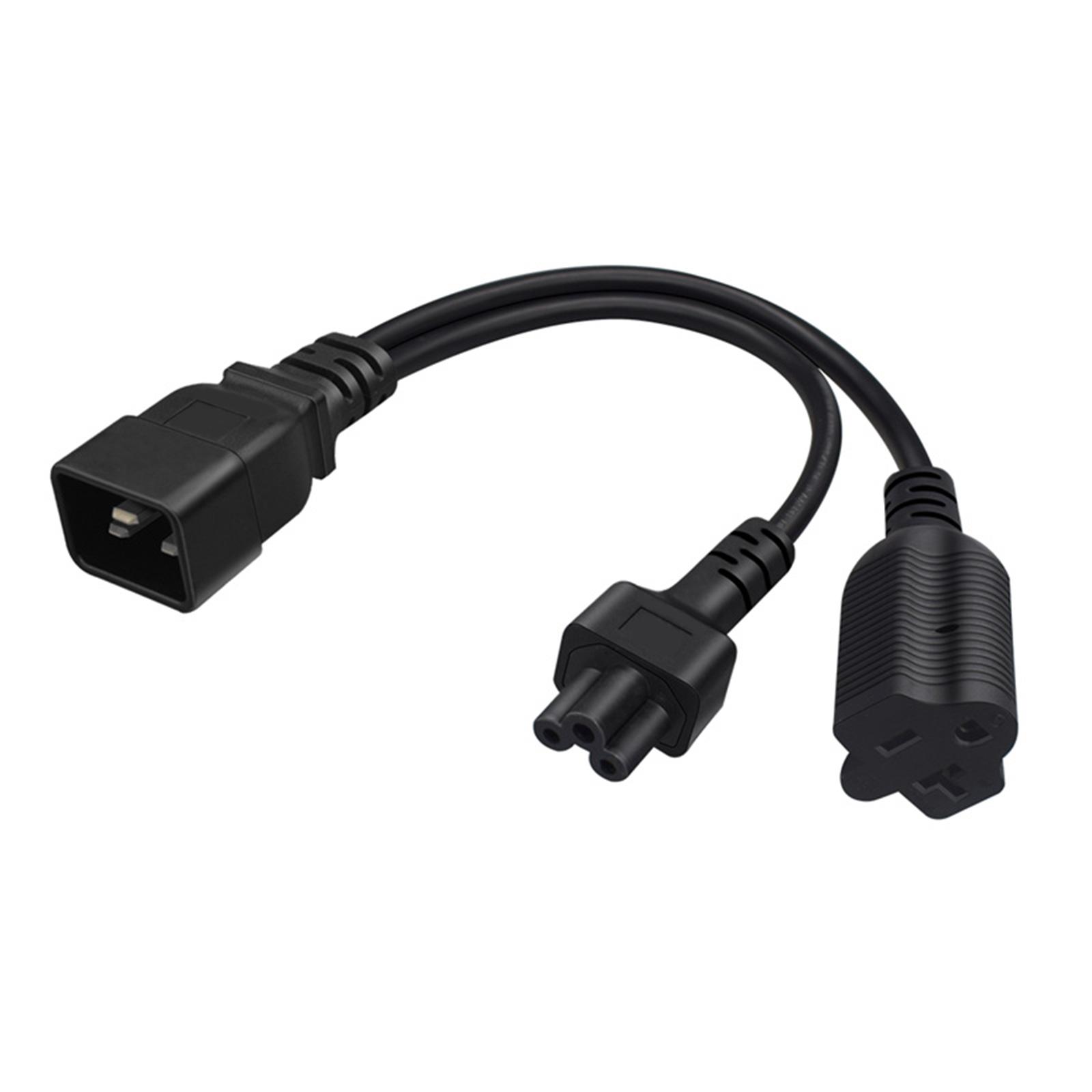 

1 to 2 Power Adapter Cable Line IEC320 C20 to Nema 5-20R+IEC320 C5 Connectors Cord Wire 32cm Length