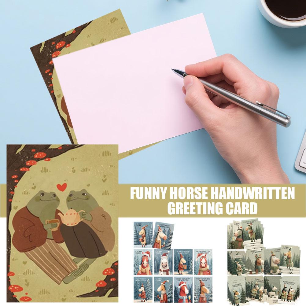 12 Pack Funny Horse Birthday Cards With Envelopes Quirky Handwritten Greeting Cards Bulk, Humorous Animal Blank Note Cards