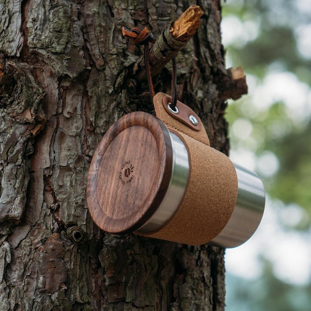 304 Stainless Steel Camping Coffee Cup with Cork Sleeve