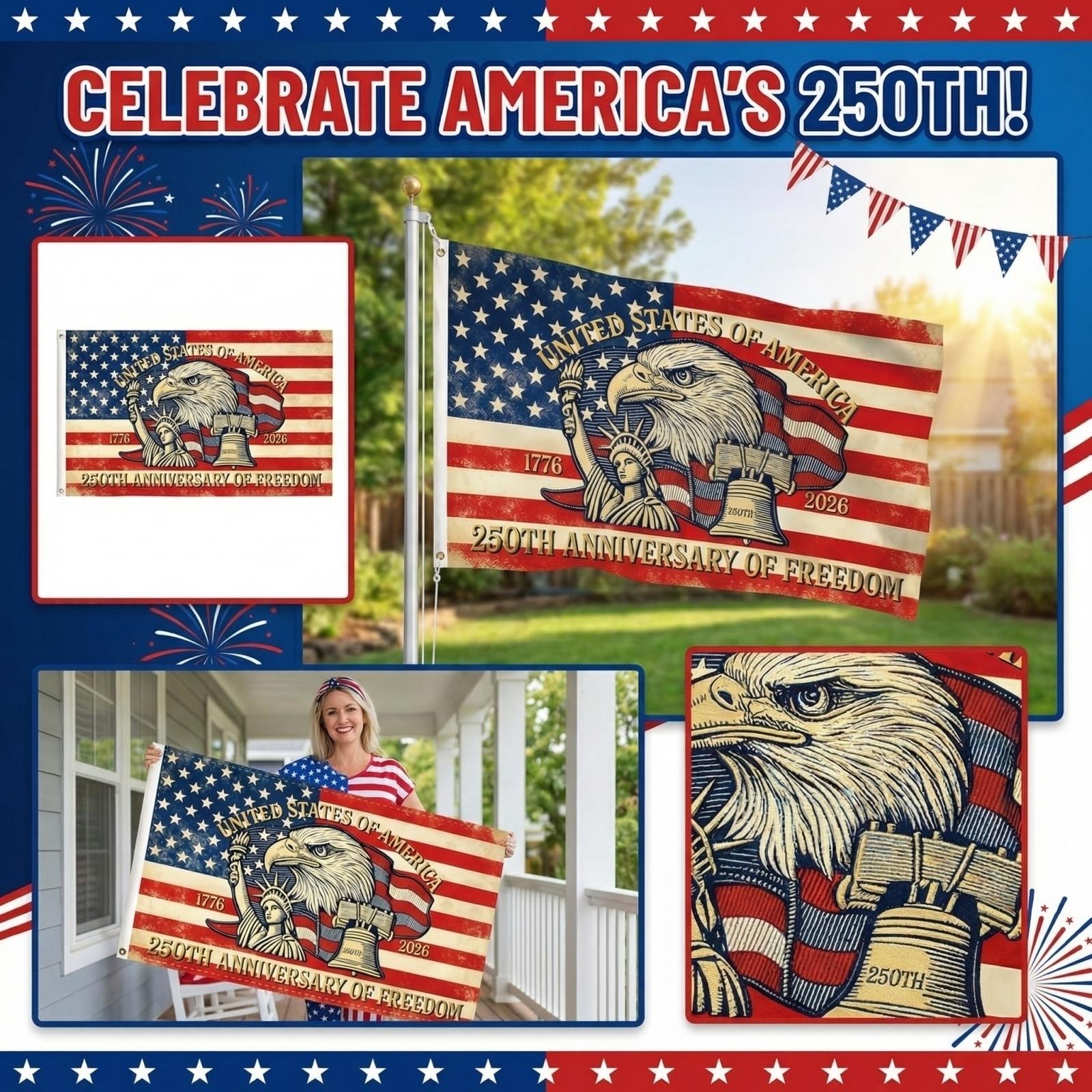 

Flag Commemorating The 250th Anniversary Of The Founding Of The United States As A Patriot Outdoor Decoration From 1776 To 2026 One Size
