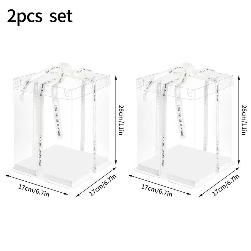 Transparent Cake Boxs Large Gifts Packaging Gifts Box Packing Supplies Bakery Wrapping Boxes Wedding Birthday Party Supplies