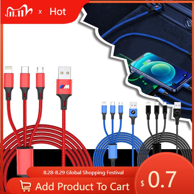 Car Sticker 100W Three In One USB Fast Charging Cable Accessory For BMW Performance E46 E90 F10 F30 X3 F20 E46 E60 E70 E39 E36 E