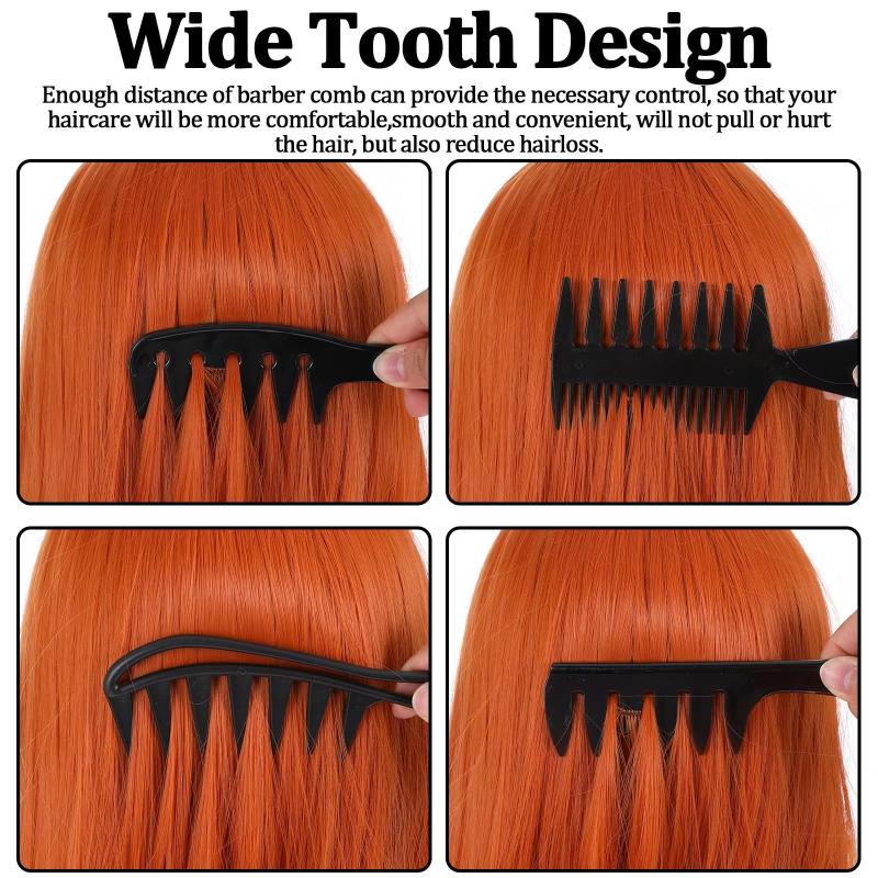 Set di Pettini per Styling da 3/4 Pezzi per Uomo - Pettine a Denti Larghi Pettine per Capelli Pettine Texturizzante Pettine per Capelli all'Indietro Undercut Pettine Antistatico