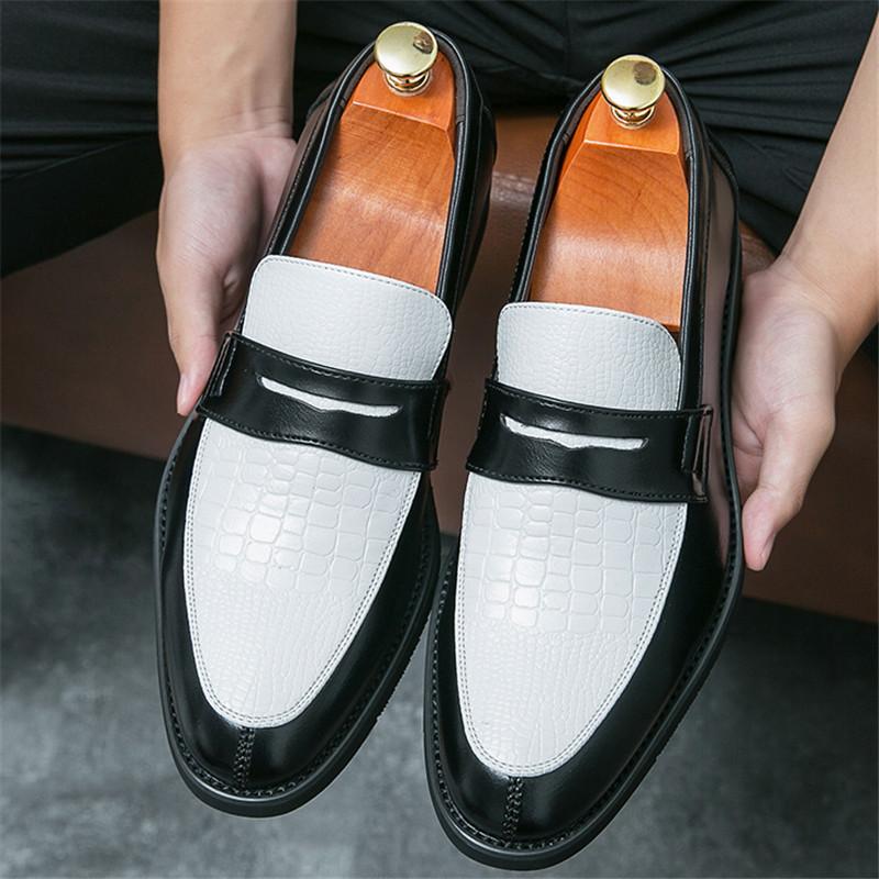 

Новый тренд пенни-лоферов Мужские лоскутные туфли смешанных цветов Повседневная обувь для платья Мужская свадебная обувь для выпускного вечера Zapatos Hombre 38