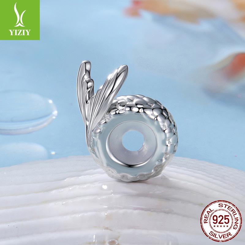 Human Fishtail Silicone Bead Spacer S925 Sterling Silver Beaded Diy Jewelry Beads Cross-Border