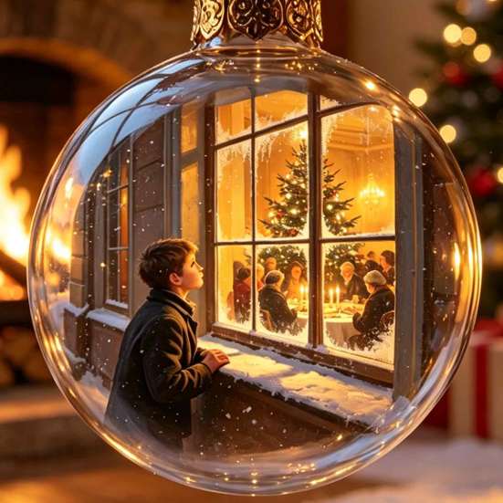 Palline di Plastica per Festa Ornamento Luminoso Storia di Natale, Palla Appesa 3D Luminosa con LED Caldo, Mini Decorazione Festiva da Interno/Esterno Festività