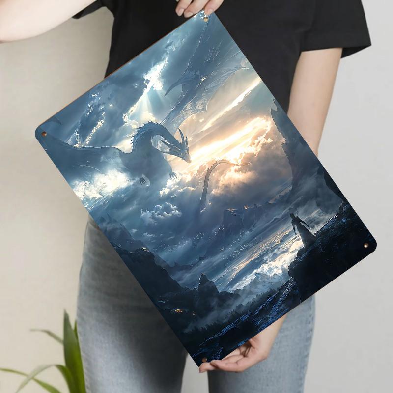 

Epic Dragon Cloud Sea Sunrise Metal Iron Painting Home Decor Living Room Study Bedroom Wall Art Mural Hanging Painting 20x30cm（7.8x11.8inch）