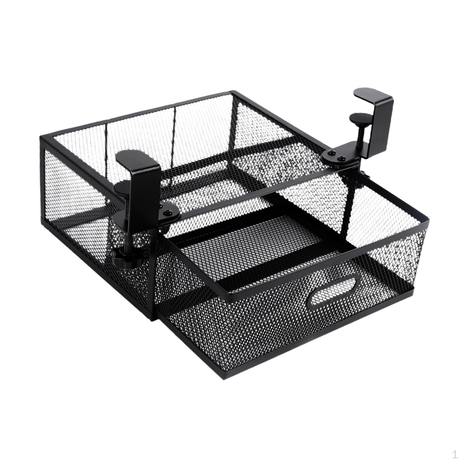 Mesh under Desk Drawer Organizer Hang Shelf Tray Metal for Home Office Pull Out Storage 4089₽