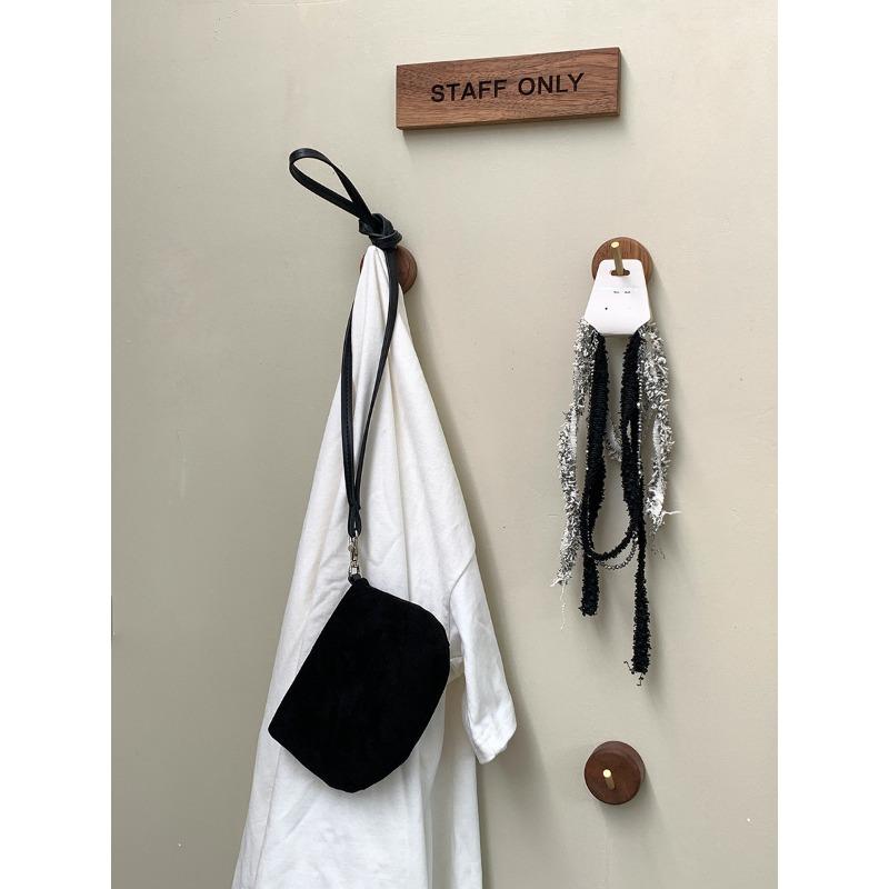 New neck mini bag, suede, autumn and winter simple shoulder bag, solid color niche lipstick change plush bag