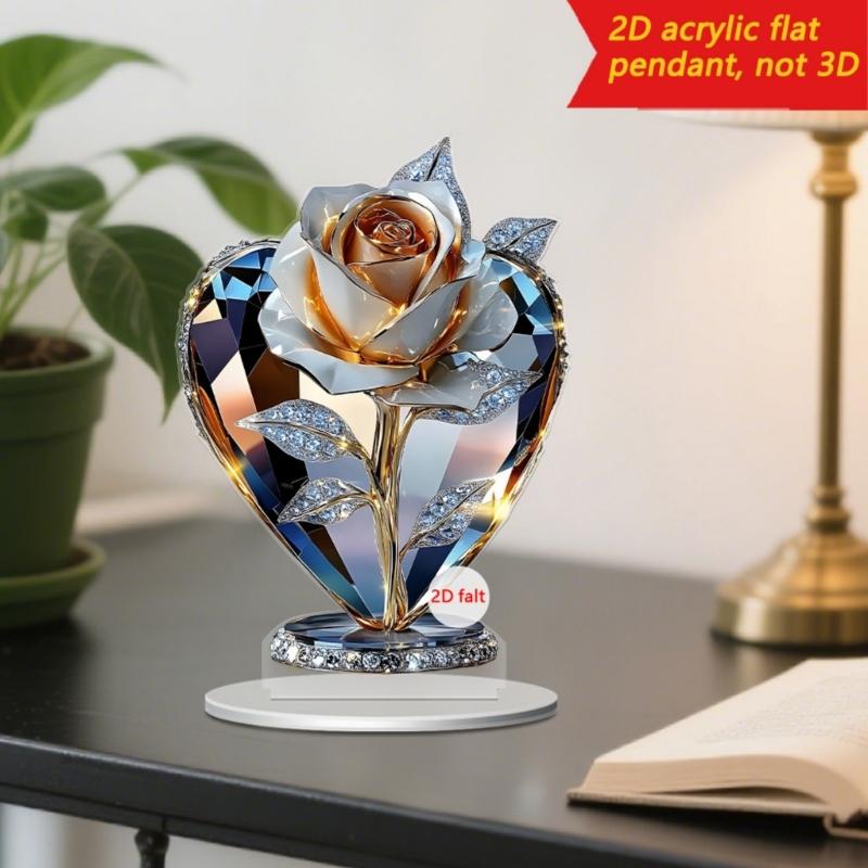 Mały Akrylowy W Kryształowym Wazonie Dekoracja Domu Ornament Artystyczny Drukowany 2D Do Salonu Sypialni Biurka