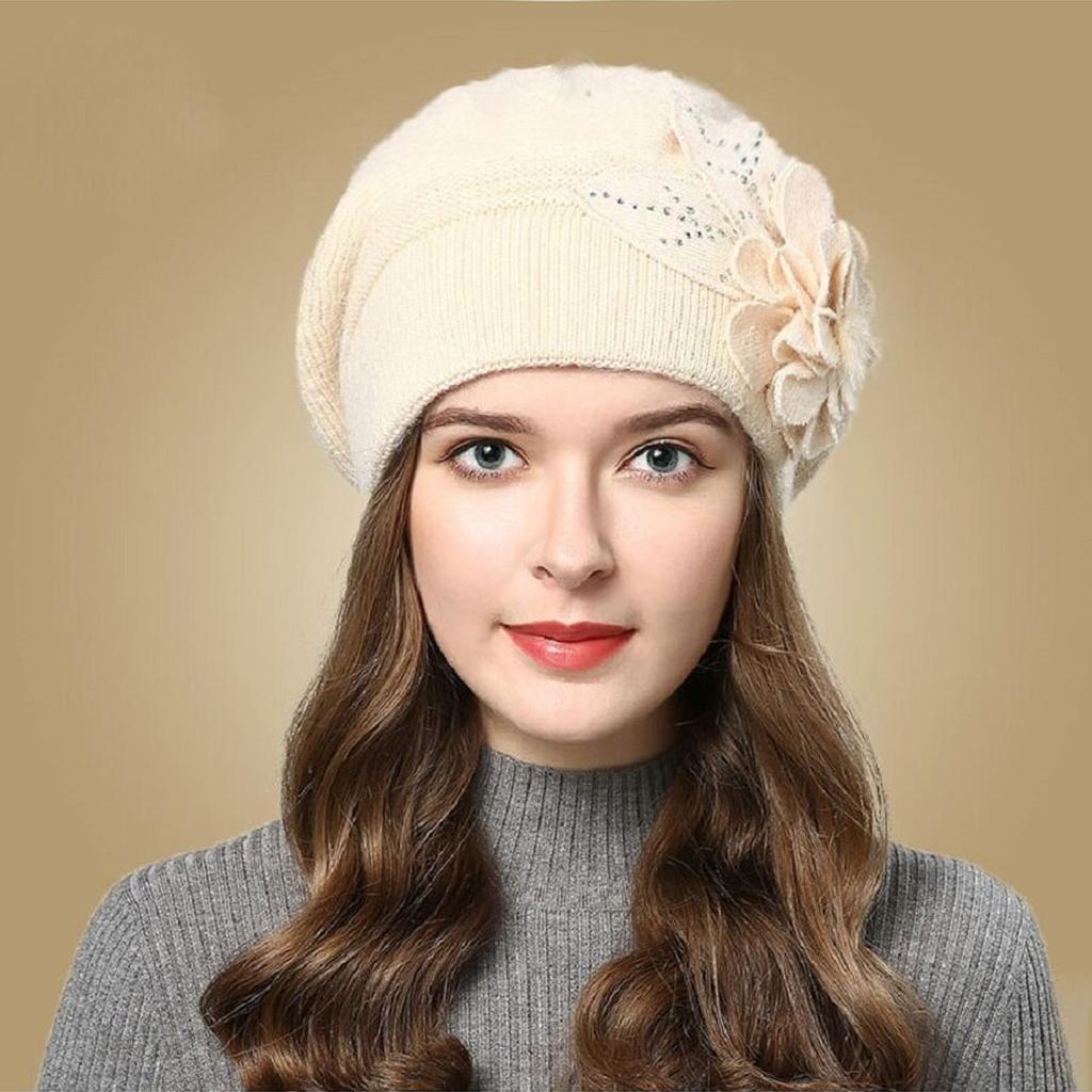 Autumn and Winter Korean Edition Fashion Versatile Rabbit Hair Knitted Wool Hat for Women Thickened and Plushed Warm Ear Protect
