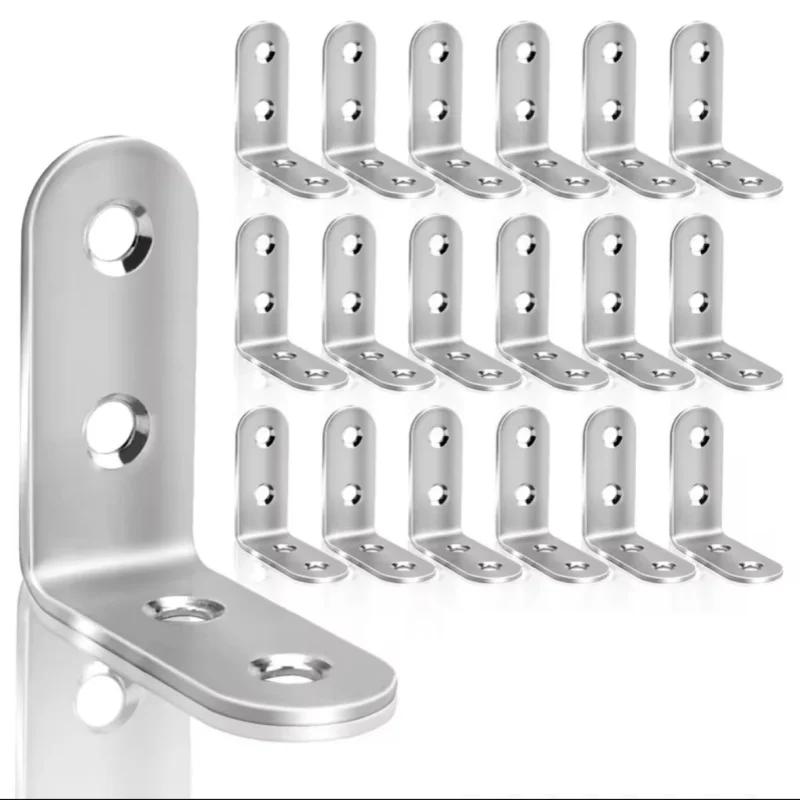 10PCS 90 Degree Angle Corner Brackets Stainless Steel Corner Brace Fastener Wall Brackets Hanger for Shelves,Table,Chair