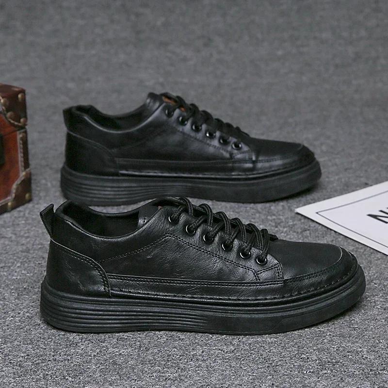 

Мужская кожаная повседневная обувь, зимние хлопковые кроссовки на плоской подошве, теплые кроссовки для скейтбординга, 2024, новая мода, нескользящая одежда, мужские ботинки, классика 39 чёрный