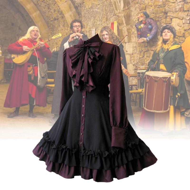 Butterfly Medieval Gothic Bow Dress Cosplay Costume Steam Punk Womens Dress Cos