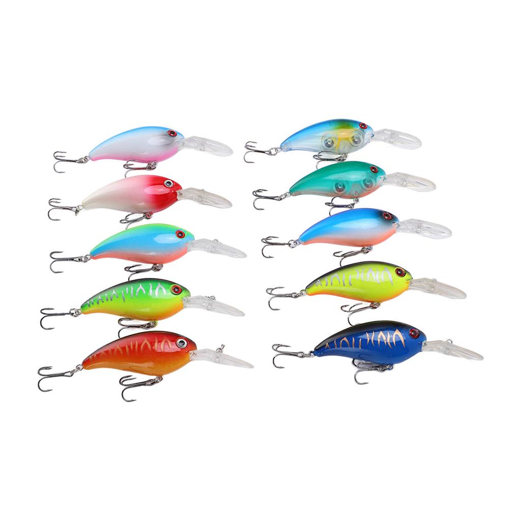 10Pcs Artificial Crankbait 3D Fishing Bait Fishing Accesories for Bass Pikes Freshwater
