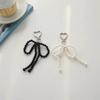 Bowknot Heart Pendant Keychain Beaded Phone Charm Detachable Bow Phone Lanyard Handmade Keyring Jewelry for Wallet Bags