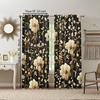 2 pcs, versatile polyester transparent curtains for home decoration Brown Boho Floral (2) for use in bedrooms and living rooms