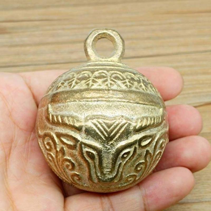 1pc Brass Cow Bells for Farming Thickened Copper Bells Anti-Lost Grazing Supplies Sheep Horse Cattle Pendant Bell Farming