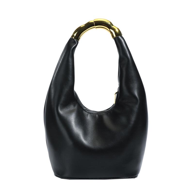 Commute Hand-held Tote Bag, Metal Bucket Bag, Simple and Versatile Crossbody Bag