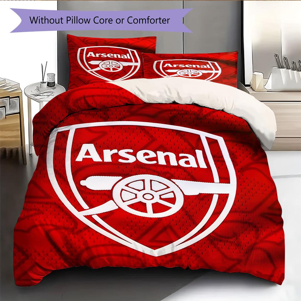 Arsenal Muster Bettwäsche Heimdekoration Geburtstagsgeschenk ( 1 Bettbezug + 2 Kissenbezüge, ohne Füllung),Fanartikel.