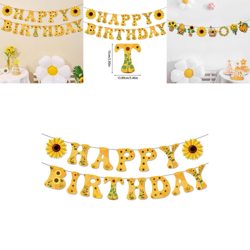 Sunflower Theme Letter Banner For Party Decor With Paper Material For Event Celebrations