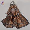 Khaki Grey Silk Shawl Scarf  Female Male Square Scarves Fall Winter Floral Design Neck Head Scarf Summer Beach Shawl