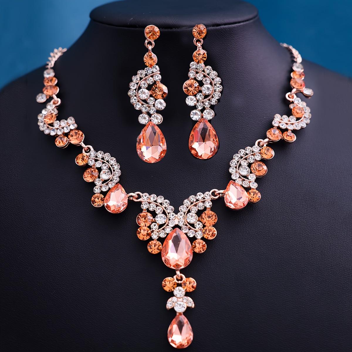 

4 шт./компл. Барочный хрустальный свадебный циркониевый стразовый тиары корона ожерелье серьги для невесты женщин свадебный циркониевый набор подарок