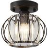 Modern Ceiling Light Semi Recessed Ceiling Fixture Chrome Finish for Bedroom Bathroom Hallway Closet Silver