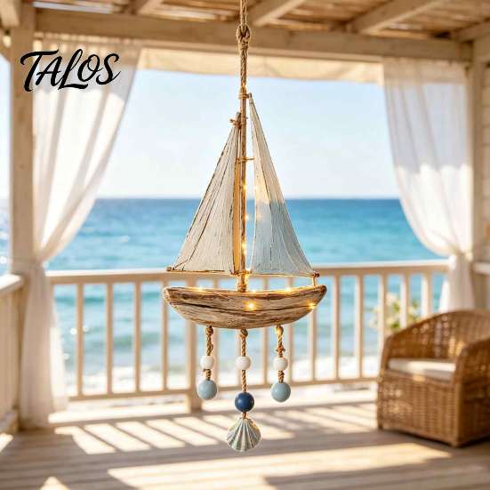 Coastal Porch Hanging Decor Lighted Wooden Wall Ornament, Nautical Fish Shell Starfish Sign with Beach Themed Party Supplies Warm LED Lights,