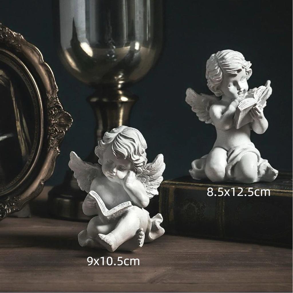 Nordic Creative Resin Angel Figurine, Modern Angel Sculpture Decorative Desktop Ornament